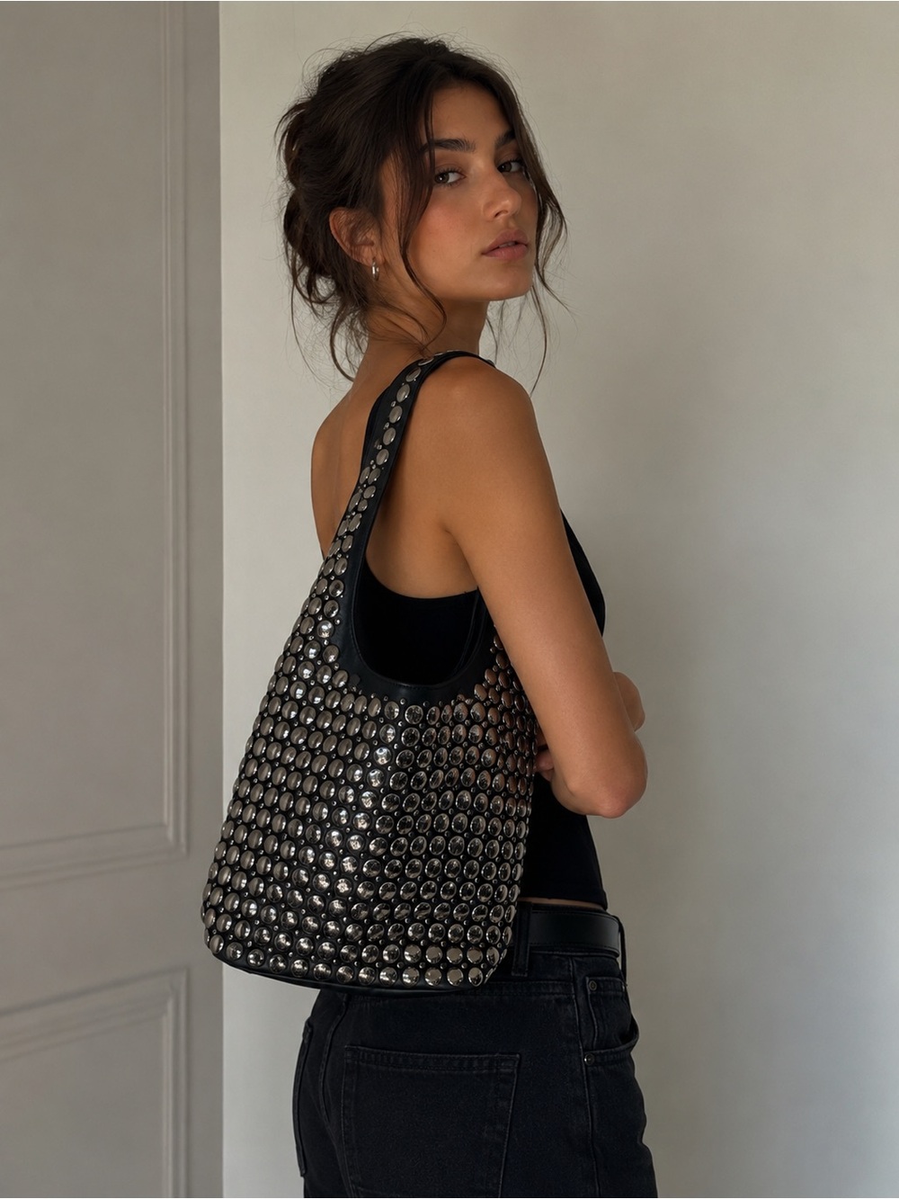 Statement Dome Stud Shoulder Bag